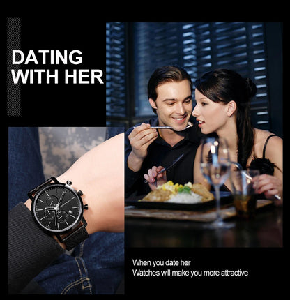 Hannah Martin Top Men Watch Brand Business Style Stainless Steel Fashion Waterproof Sports Multifunctional Quartz Watch for Men