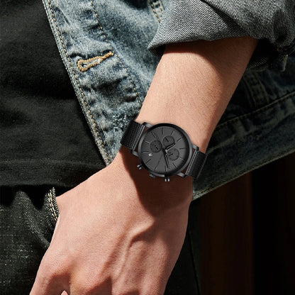 Hannah Martin Top Men Watch Brand Business Style Stainless Steel Fashion Waterproof Sports Multifunctional Quartz Watch for Men