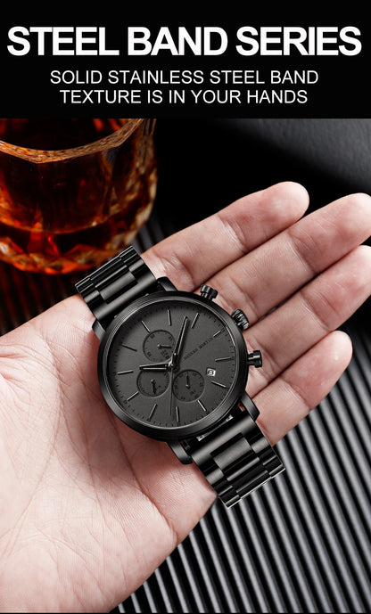 Hannah Martin Top Men Watch Brand Business Style Stainless Steel Fashion Waterproof Sports Multifunctional Quartz Watch for Men