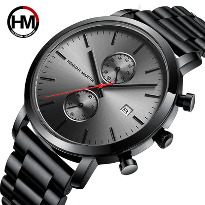 Hannah Martin Top Men Watch Brand Business Style Stainless Steel Fashion Waterproof Sports Multifunctional Quartz Watch for Men