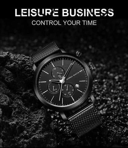 Hannah Martin Top Men Watch Brand Business Style Stainless Steel Fashion Waterproof Sports Multifunctional Quartz Watch for Men