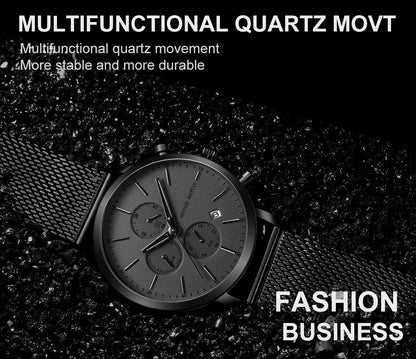 Hannah Martin Top Men Watch Brand Business Style Stainless Steel Fashion Waterproof Sports Multifunctional Quartz Watch for Men